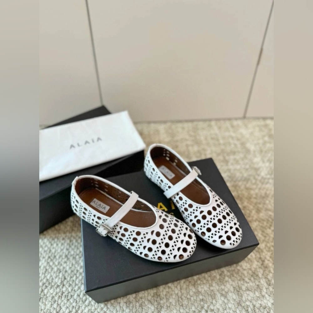 Alaia White Hollow Ballet Flats